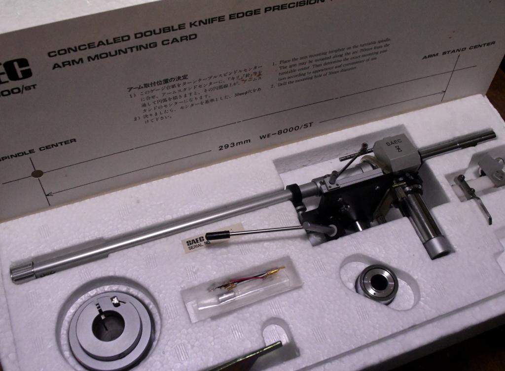 SAEC WE-8000st long straight tonearm with original box, cable, template