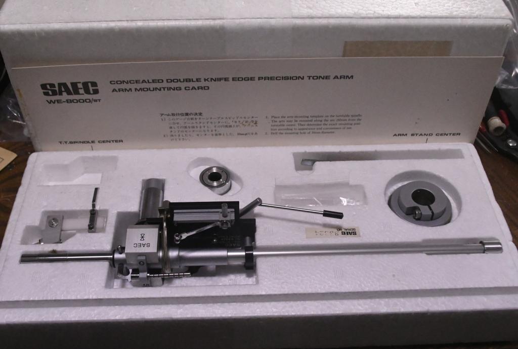 SAEC WE-8000st long straight tonearm with original box, cable, template