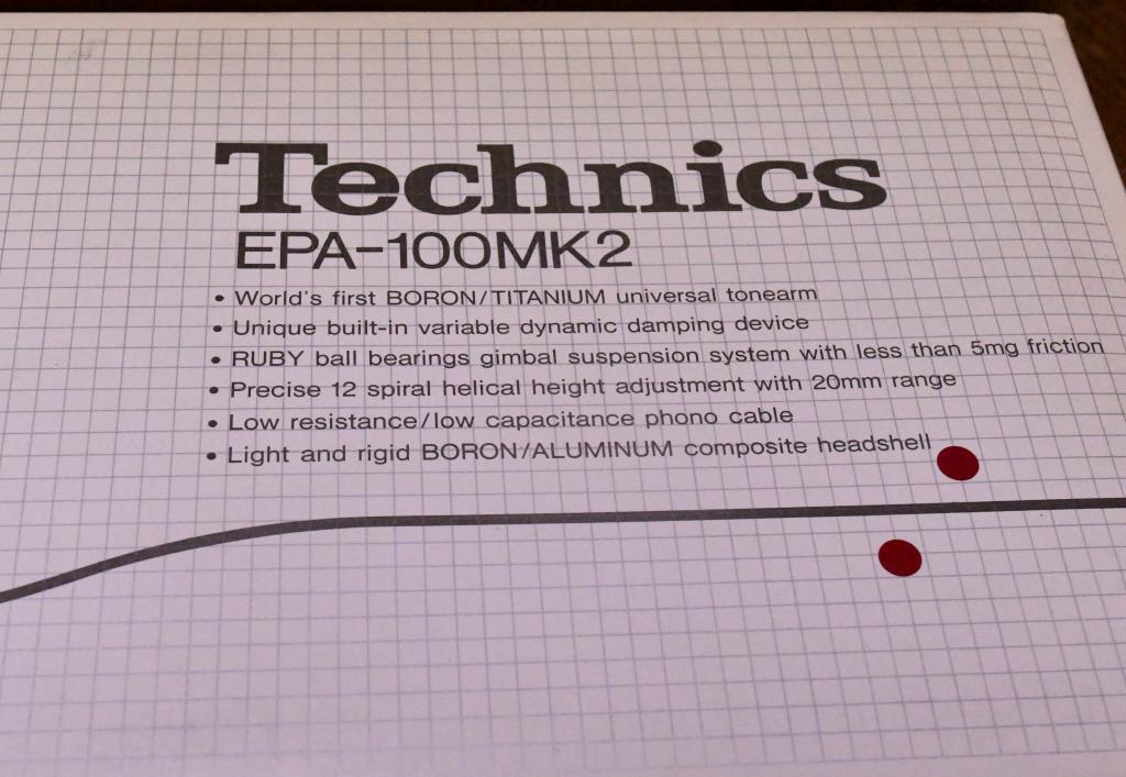 Technics EPA-100 MK2 tonearm boron titanium with original box * MINT