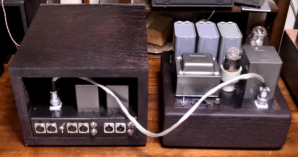 Special order made preamp with Finemet transformer attenuators, 300B as regulator tubes