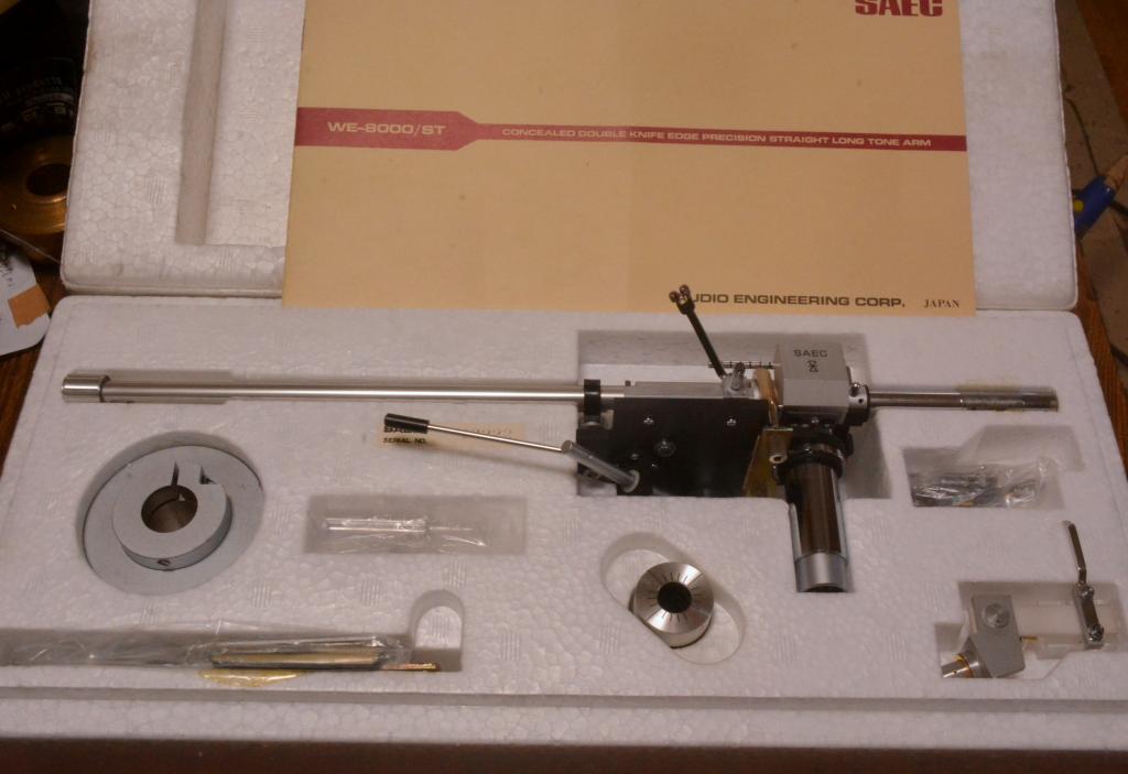 SAEC WE-8000st long straight tonearm with original box, manual, template