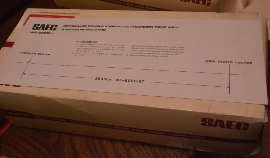 SAEC WE-8000st long straight tonearm with original box, manual, template