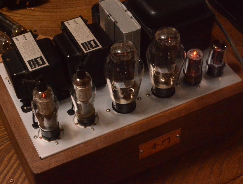 WE91B type 300B SE stereo tube amplifier with 50s year WE wiring, Walnut case 100V input