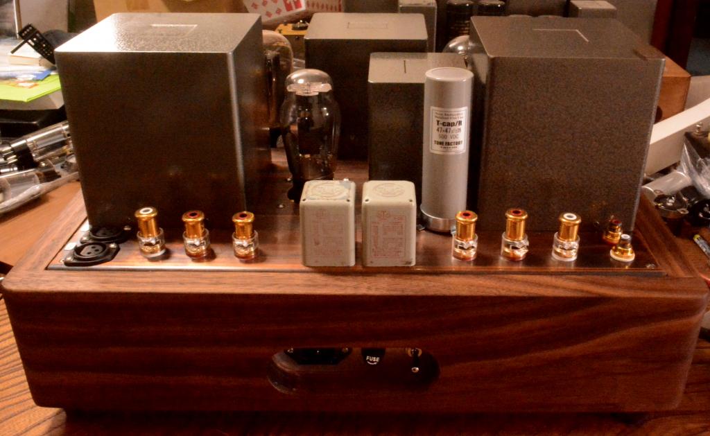 45 PSE tube amplifier with special order made X series transformer and walnut case