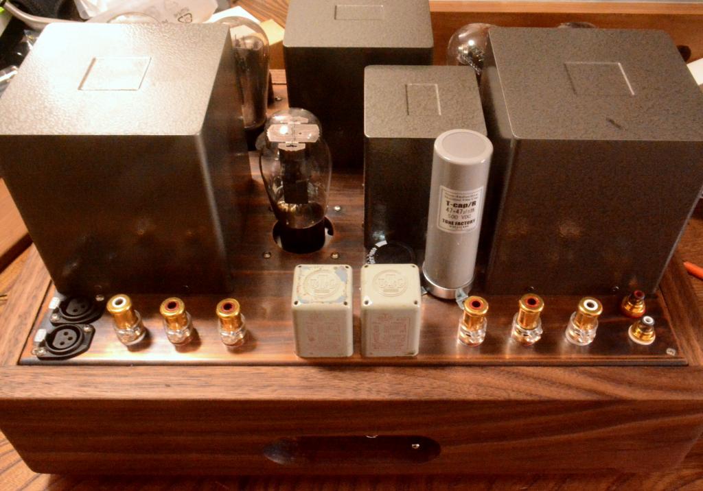 45 PSE tube amplifier with special order made X series transformer and walnut case