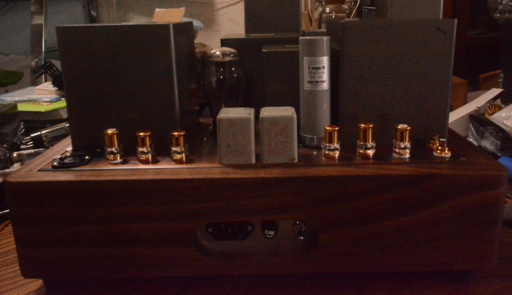 45 PSE tube amplifier with special order made X series transformer and walnut case