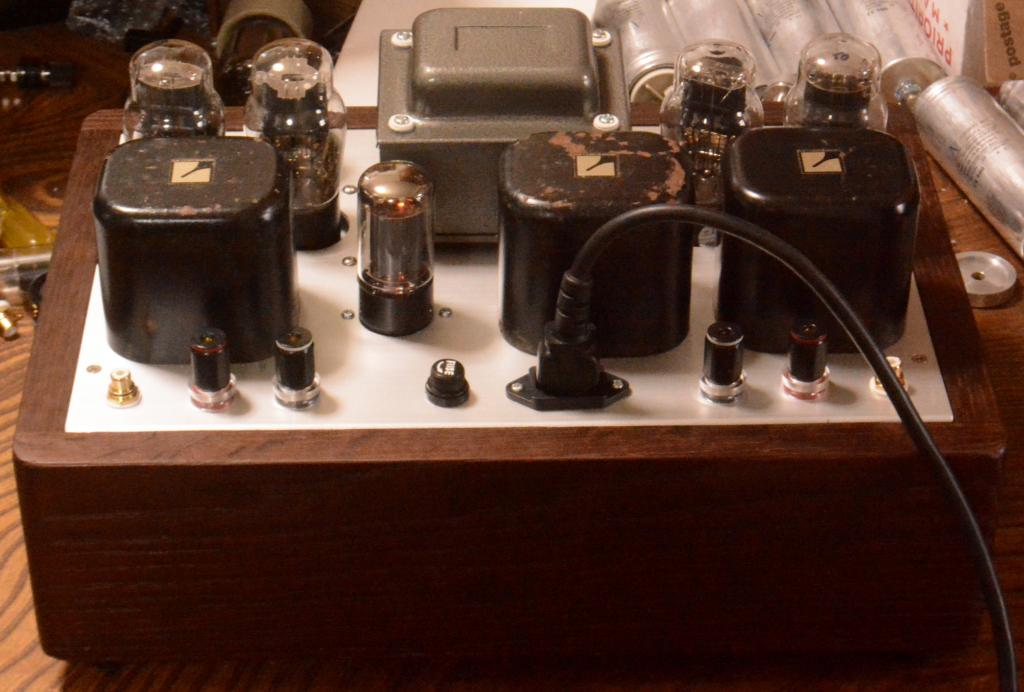 45 PSE tube amplifier with special order made X series transformer and walnut case