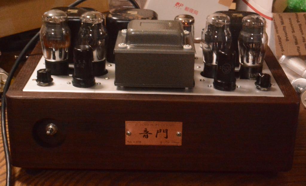 45 PSE tube amplifier with special order made X series transformer and walnut case