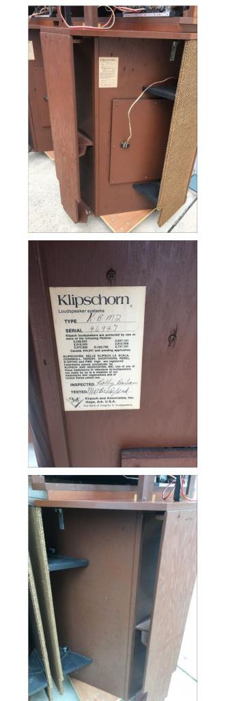 Pair Klipsch Klipschorn speaker