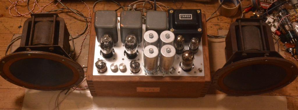 45 SE tube amplifier amp for mania with Walnut wooden case 717A and RCA field coil speaker
