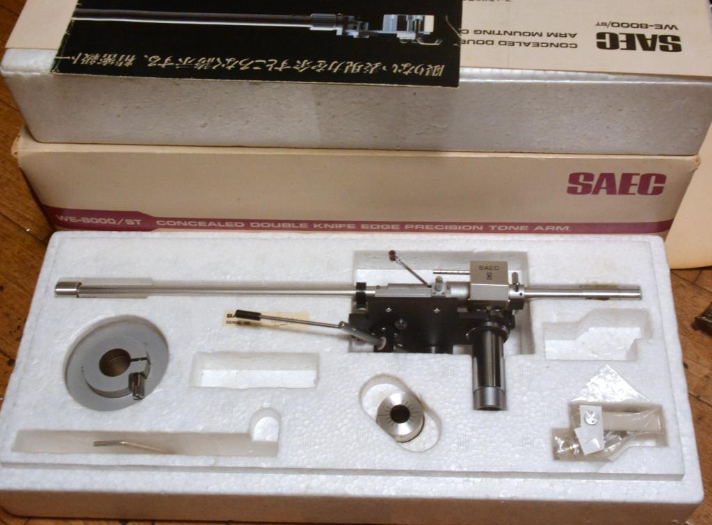 SAEC WE-8000st long straight tonearm with original box, manual, template