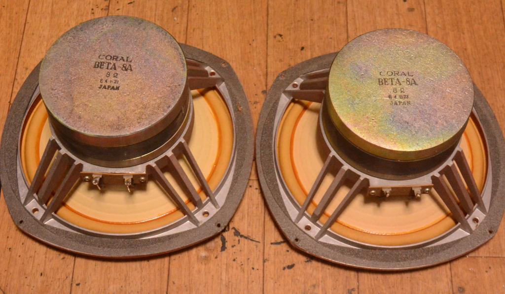 70s year PAIR Coral Beta 8A speaker 20cm double cone unit full range * Legend !